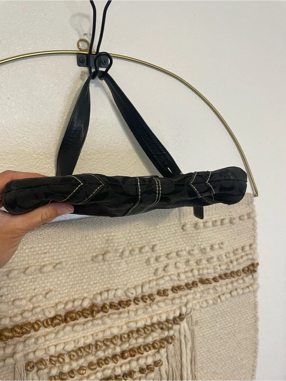 Coach Vintage Soho Black Signature Canvas Shoulder Bag Buckle Y2K